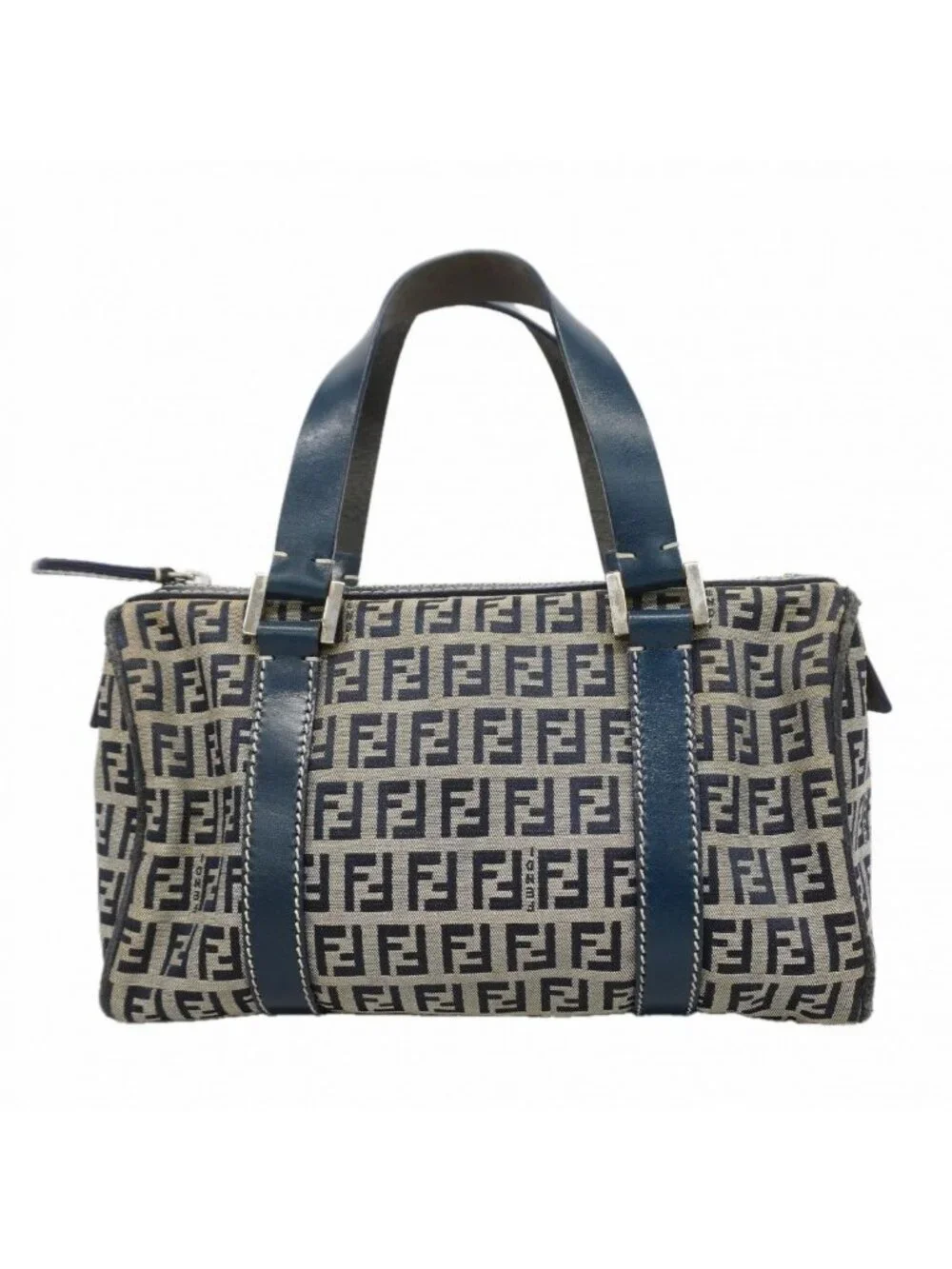 Fendi Handbag Nylon Canvas Navy Silver